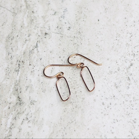 925 Sterling Silver Rose Gold Oval Dangle Earrings - Picture 15 of 16